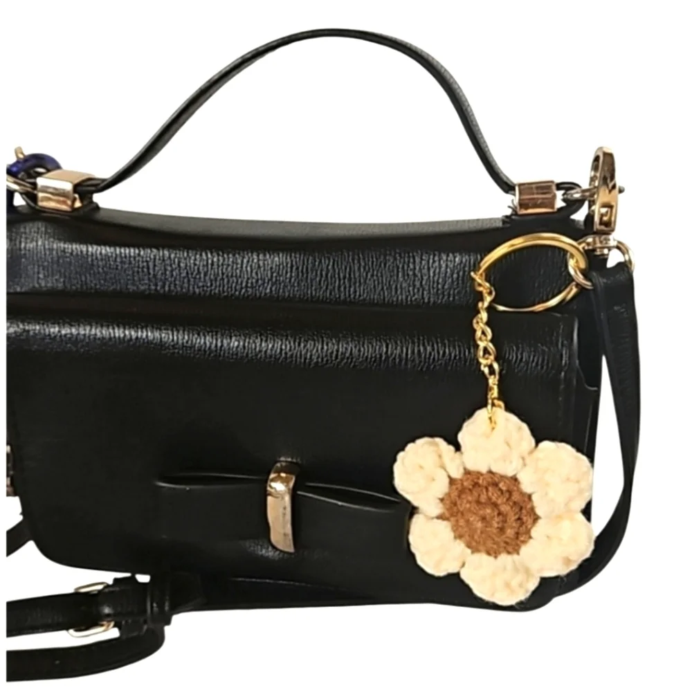 Hand Crafted Hand Knit Chrochet floral gold 4