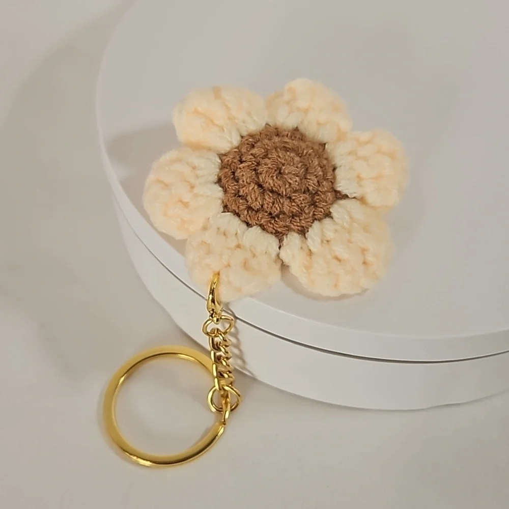 Hand Crafted Hand Knit Chrochet floral gold 4