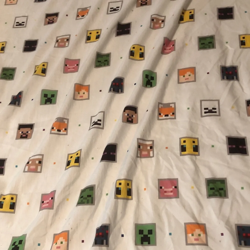 Minecraft Character Print White Bedding Sheet - Unbranded