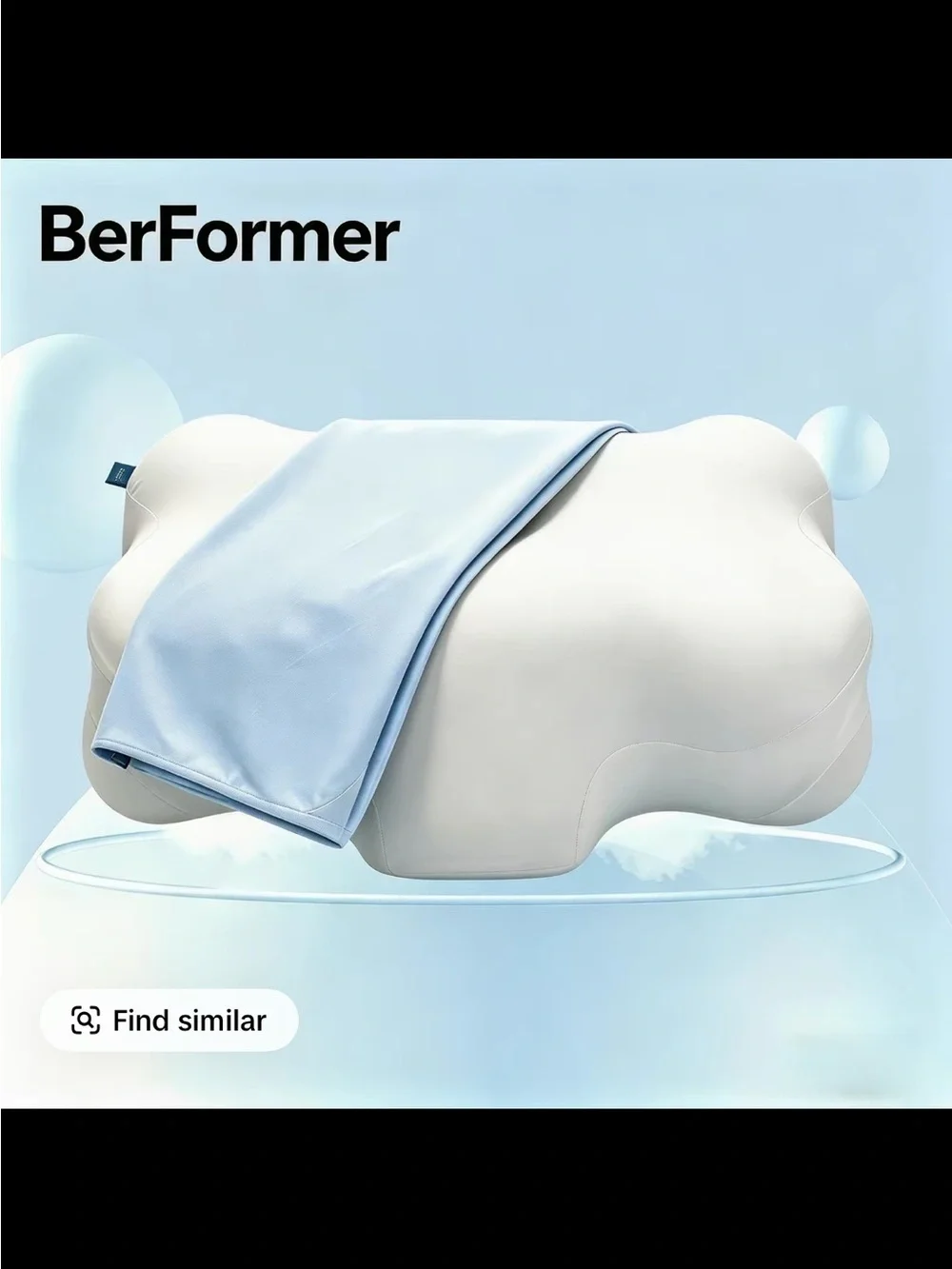 Ergonomic CloudSoft Memory Foam Pillow - Light Blue & Cream