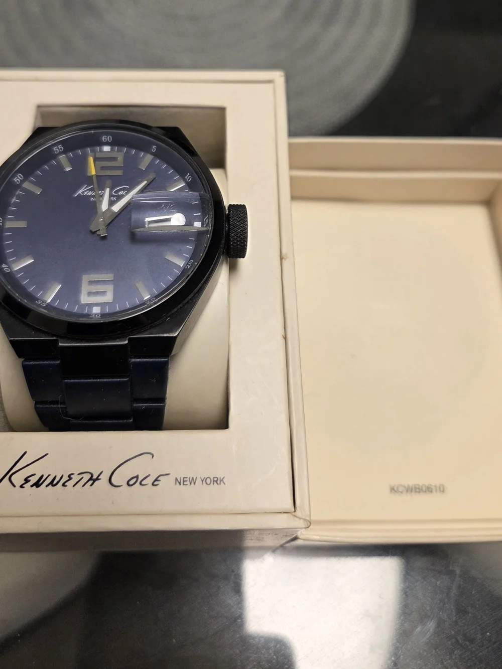 Kenneth Cole Men's Black Case with Blue Dial Stainless Bracelet Watch
