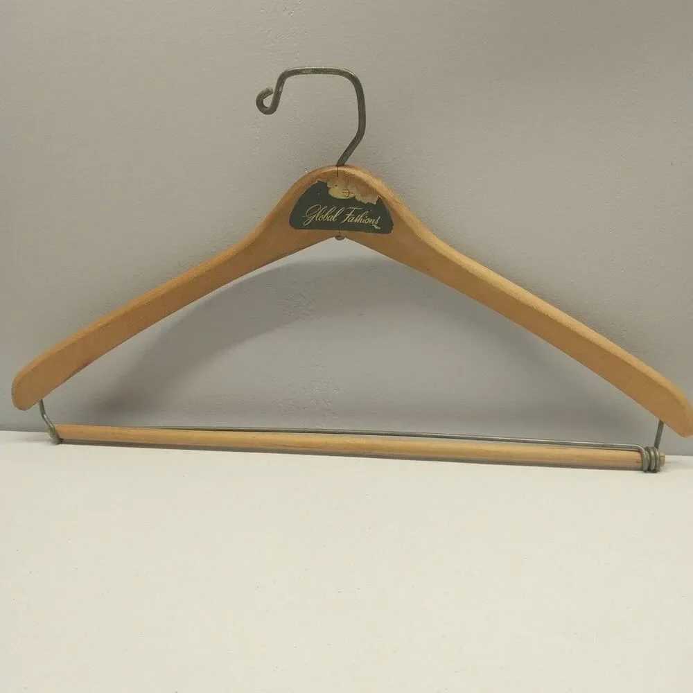 Vintage Global Fashions Wood Clothes Hanger Store Display Advertising 17 Inch