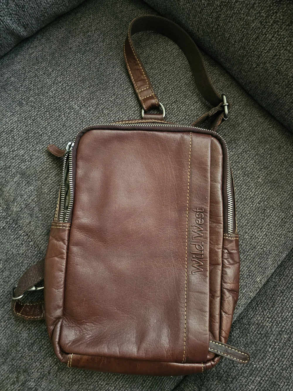 Wild West Brown Leather Messenger Crossbody for Men
