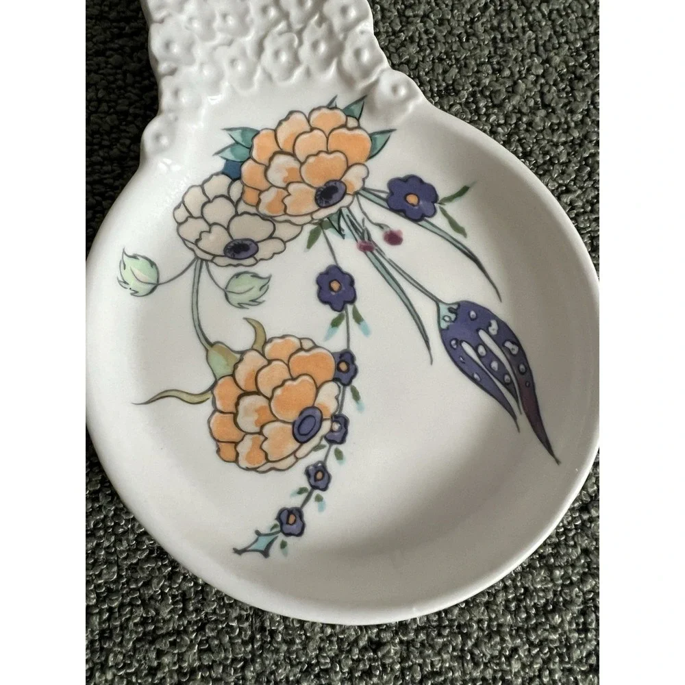 Anthropologie Turkuaz Kitchen Betül Floral Ceramic Spoon Rest Posy Boho Whimsy