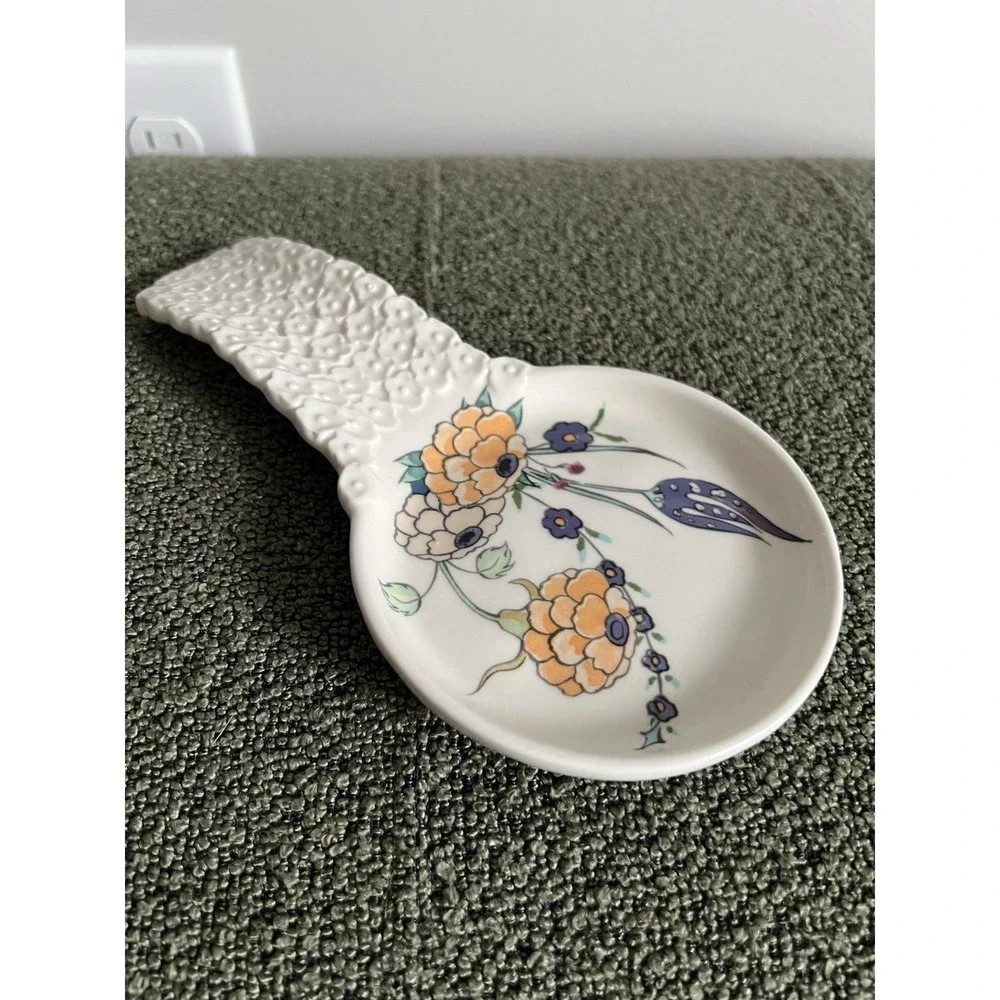 Anthropologie Turkuaz Kitchen Betül Floral Ceramic Spoon Rest Posy Boho Whimsy