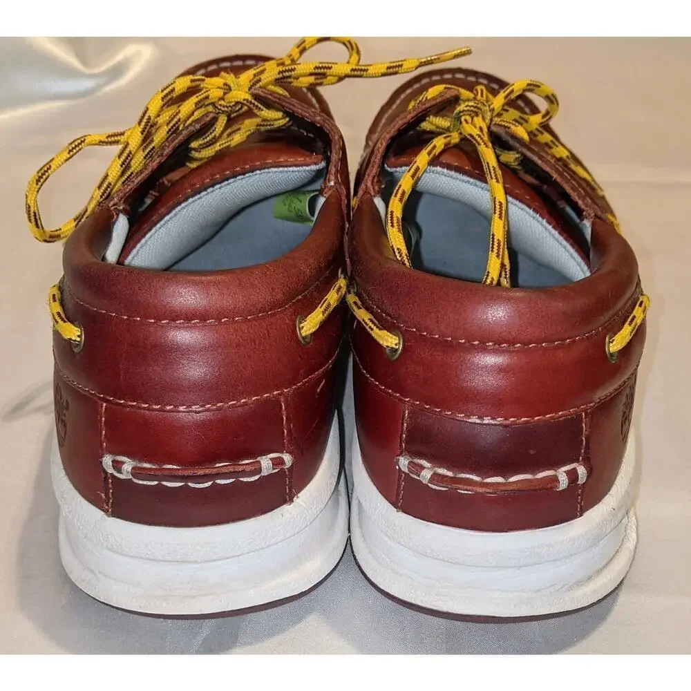 Timberland Mens Brown Casual Classic Leather Lace Up Boat Deck Shoes Size 11.5