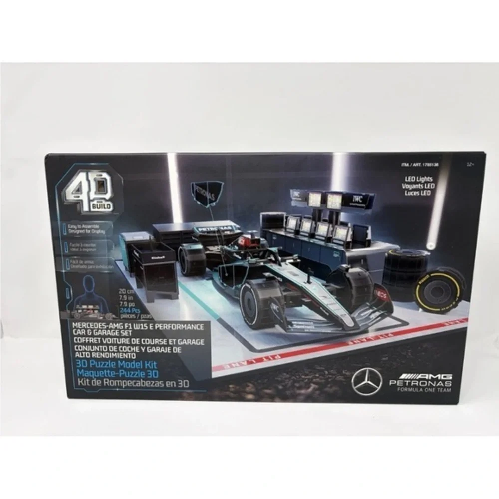 4D Build Mercedes AMG Petronas F1 Car Garage 3D Puzzle Kit with LED Lights