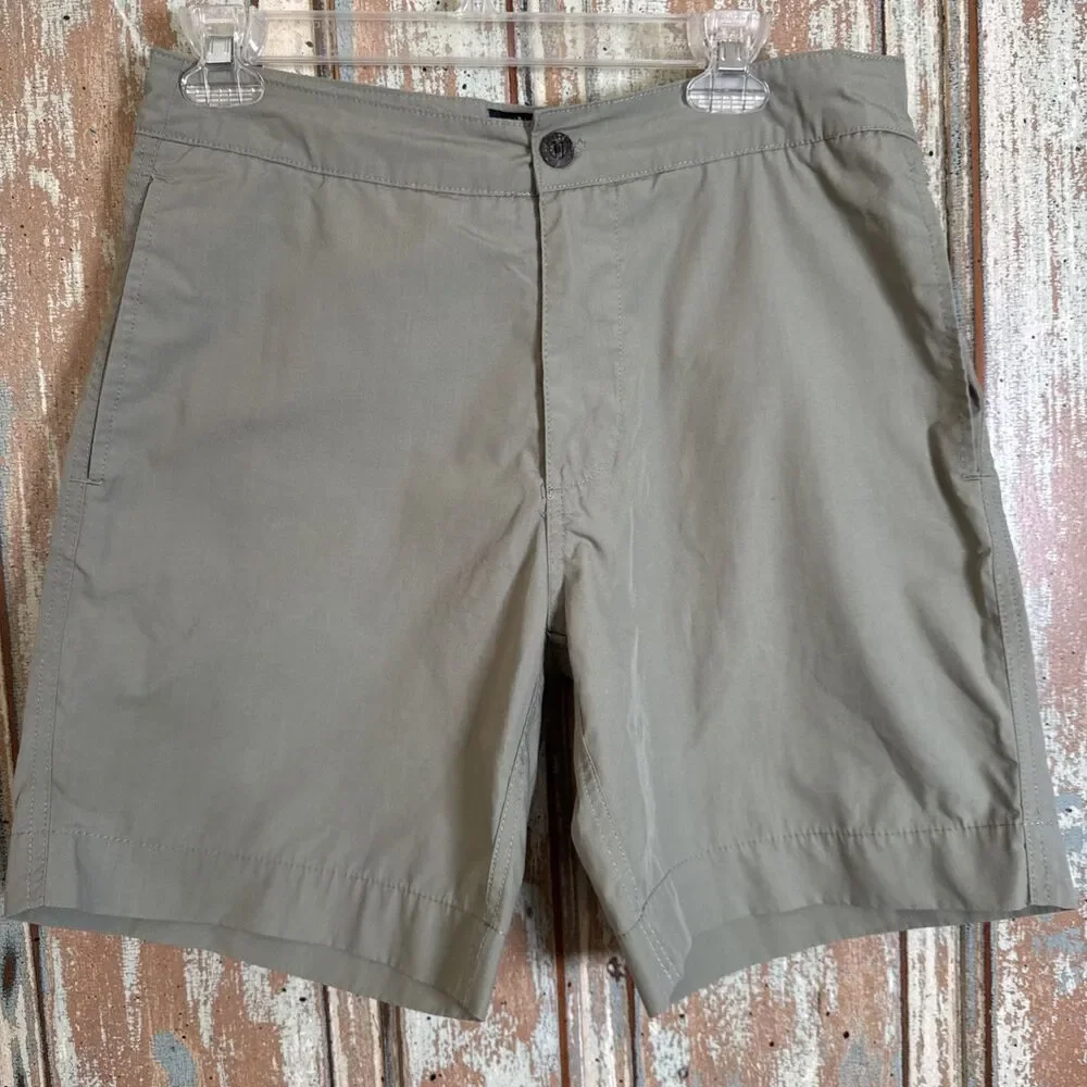 Faherty All Day Shorts Men's Size 31 Green/Tan Quick Dry Lightweight Hiking 7.5”