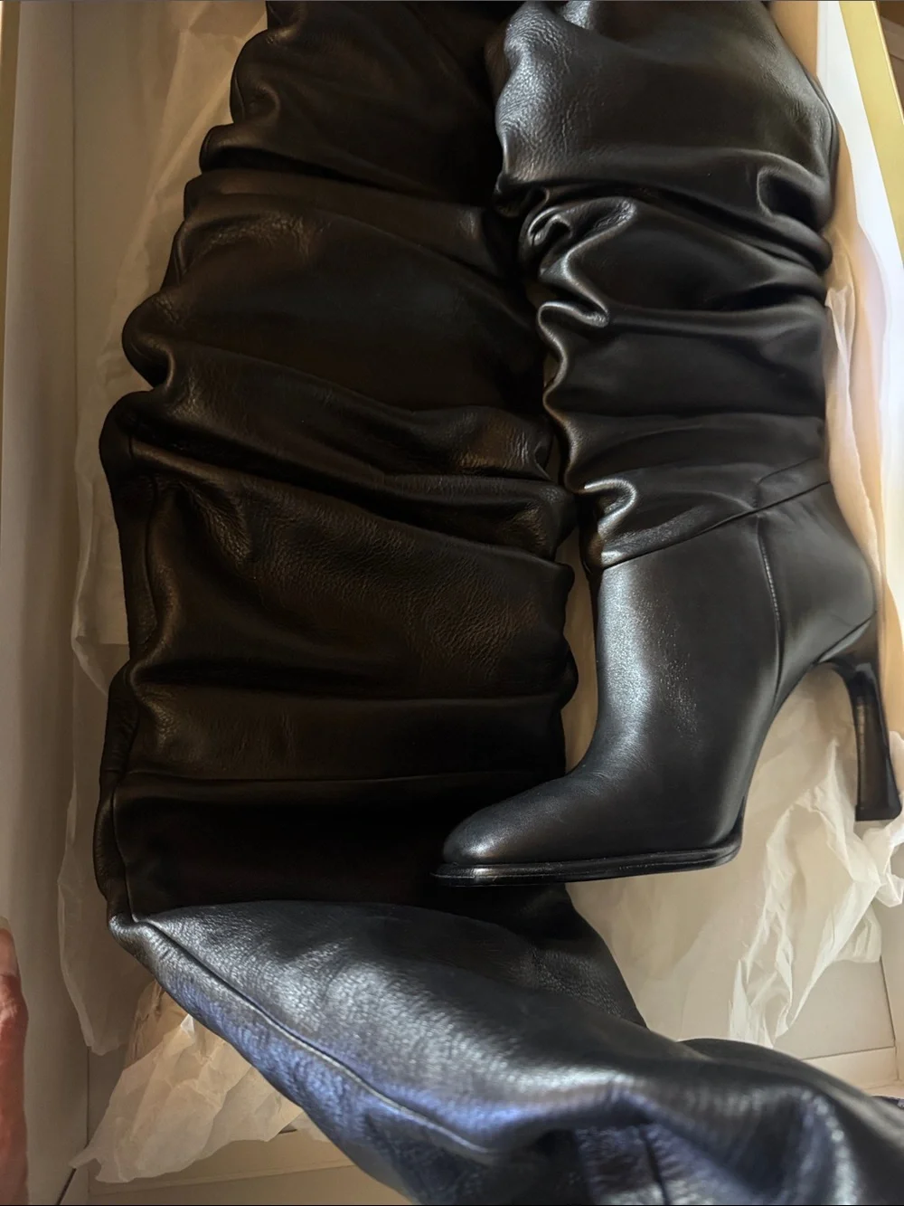 Michael Kors Black Leather Slouch Over-the-Knee Boots