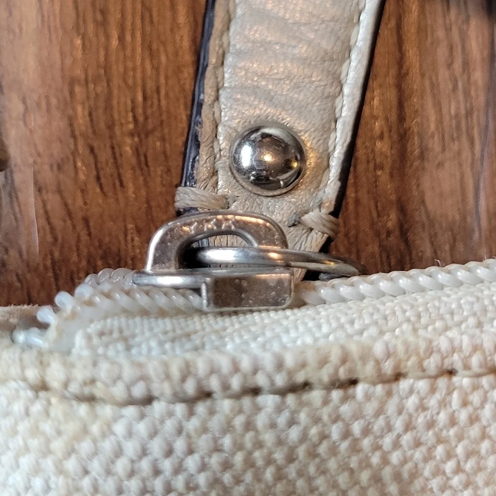 Coach Signature Cream Tan Sequin Crossbody Purse