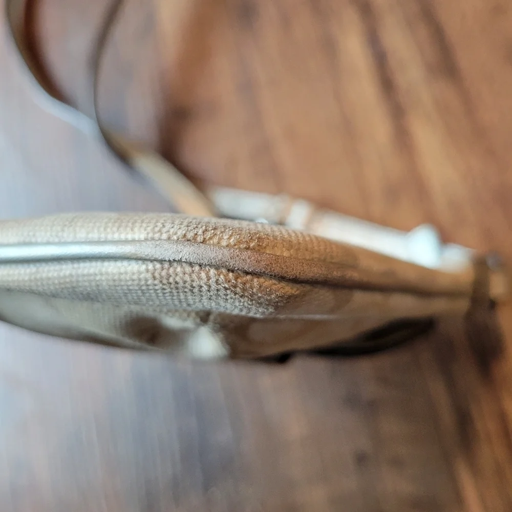 Coach Signature Cream Tan Sequin Crossbody Purse