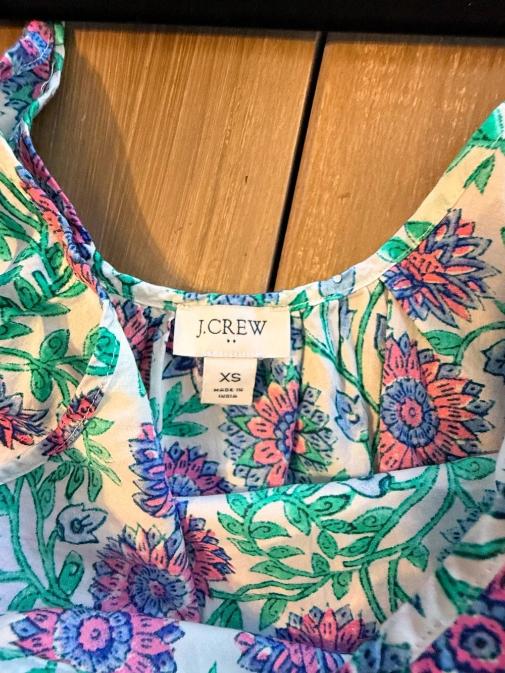 J.Crew Floral Mixed Print Sundress Tiered Striped Hem Cotton Cottagecore Dress