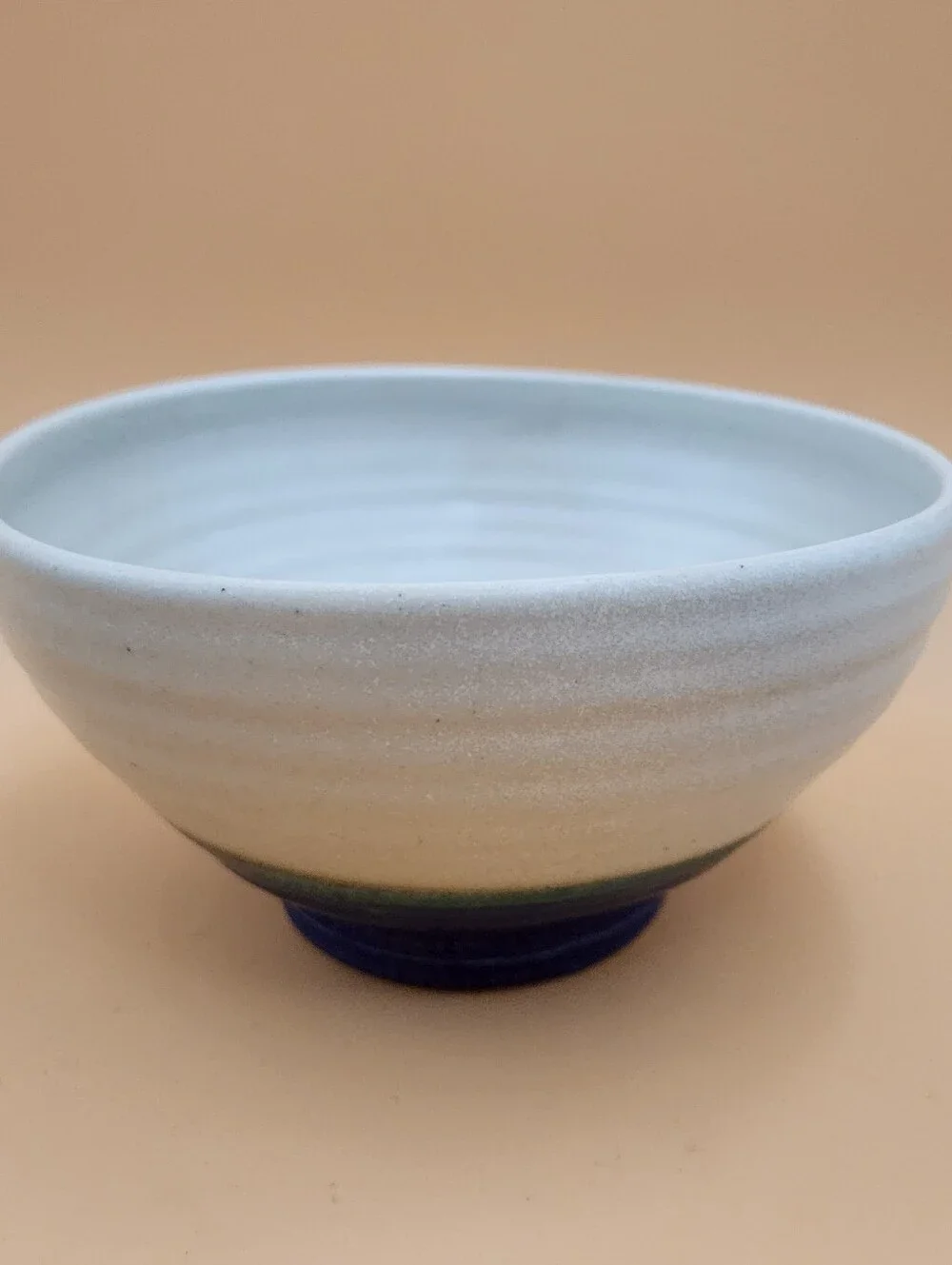 Artisan Japanese Style Tea Bowl Ceramic in Ombre Blues and Neutral colors