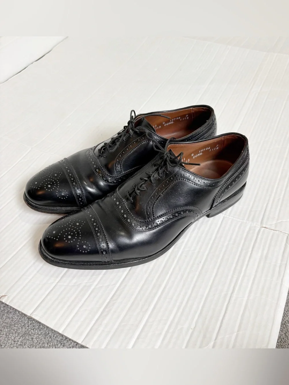 Allen Edmonds Strand Cap-toe Oxford Dress Shoes Size 11D Black Leather Brogue