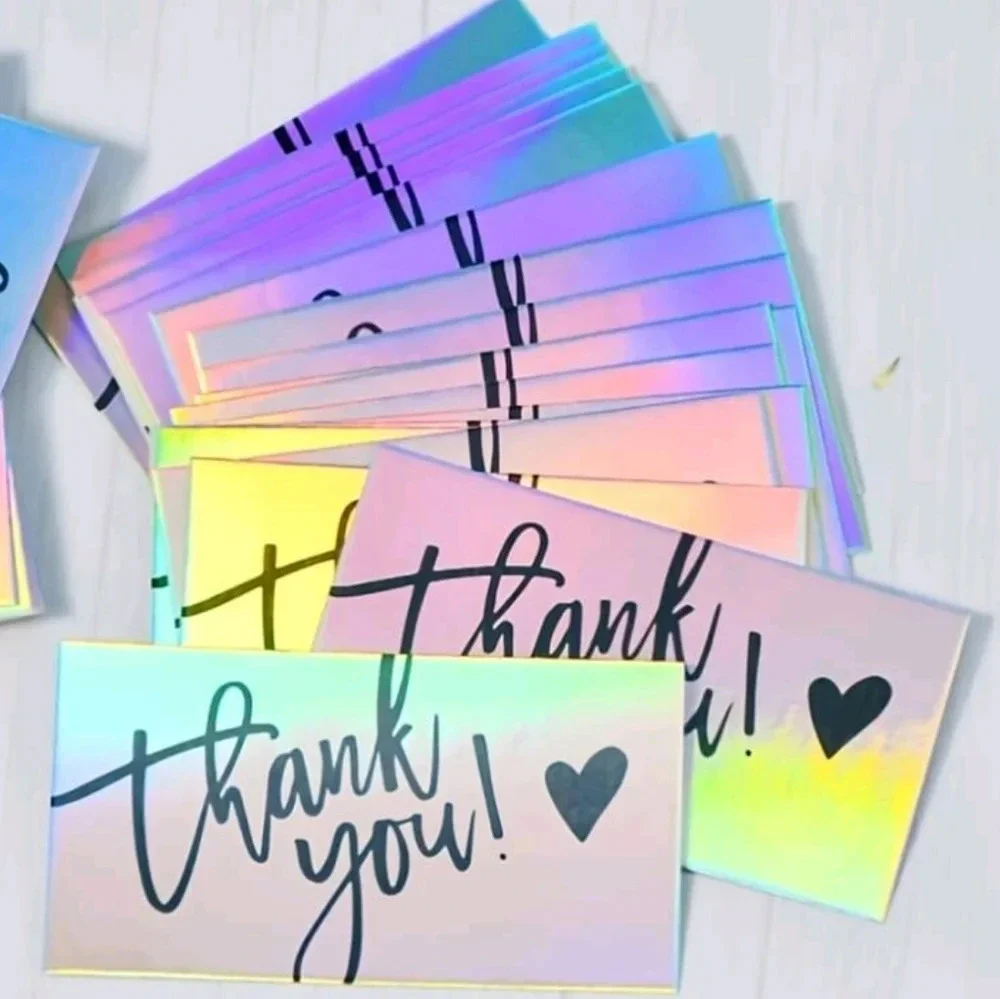 NEW Holographic Business Thank You Cards 50 PCS Shipping Packages Small Business