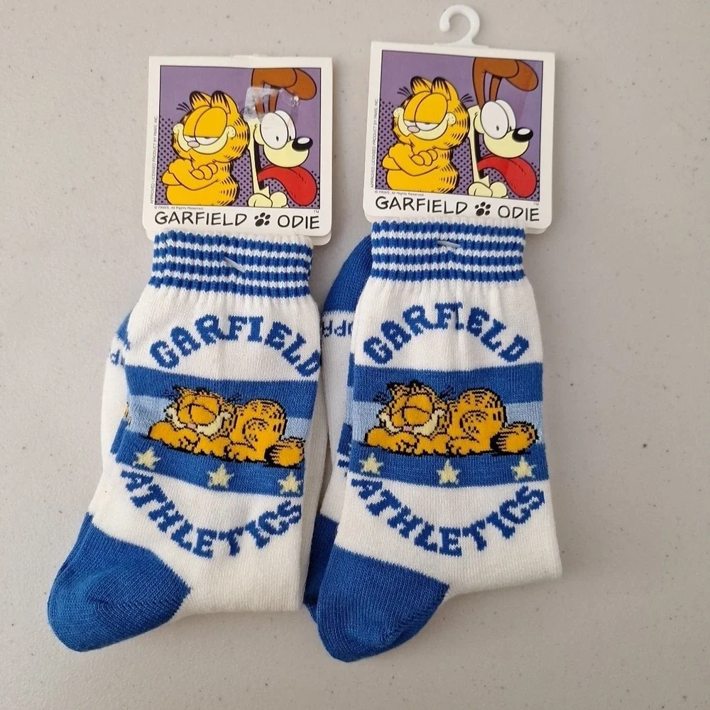 NEW Vintage GARFIELD the Cat Women's Crew Socks Size 9-11 Set Of 2