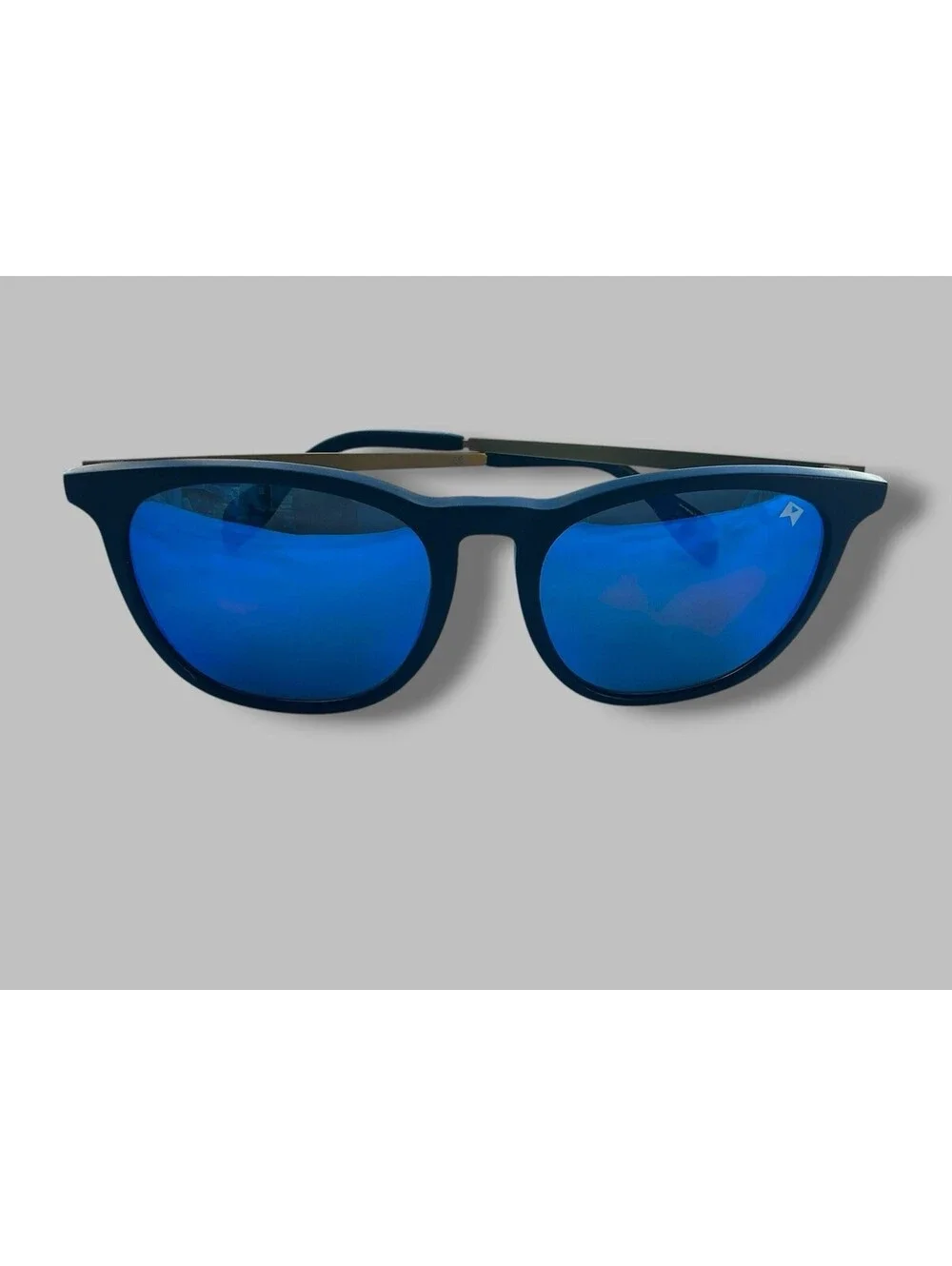 William Painter The Oasis Polarized Titanium Sunglasses Black Gold Blue Mirror