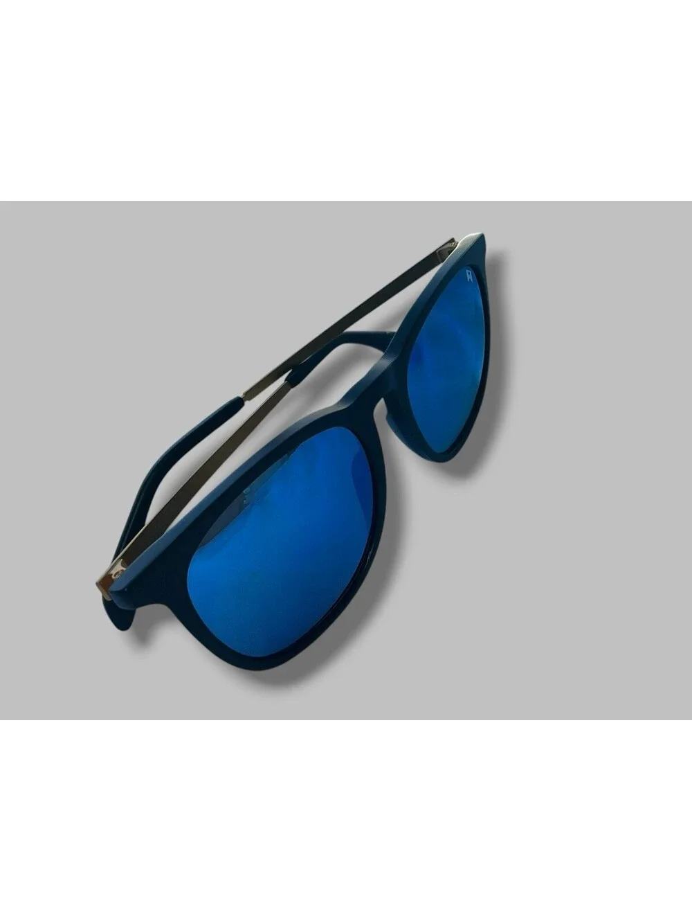 William Painter The Oasis Polarized Titanium Sunglasses Black Gold Blue Mirror