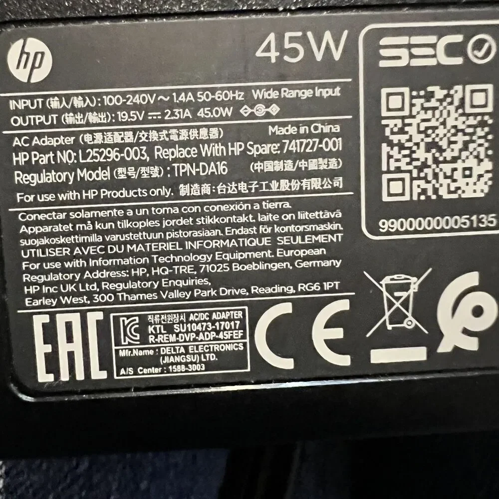 OEM HP Laptop Charger AC Power Adapter 740015-002 /001/003  19.5V 2.31A 45W