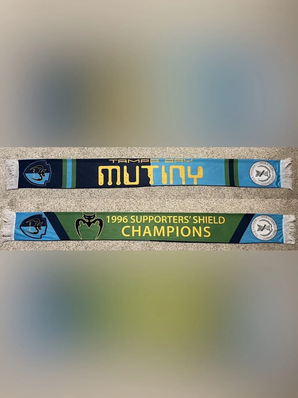 Tampa Bay Mutiny 1996 Supporters Shield Champions Soccer Scarf