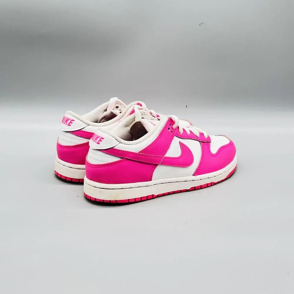 Nike Shoes Youth 3 Pink White Leather Dunk Low GS Retro Athletic Walking Sneaker
