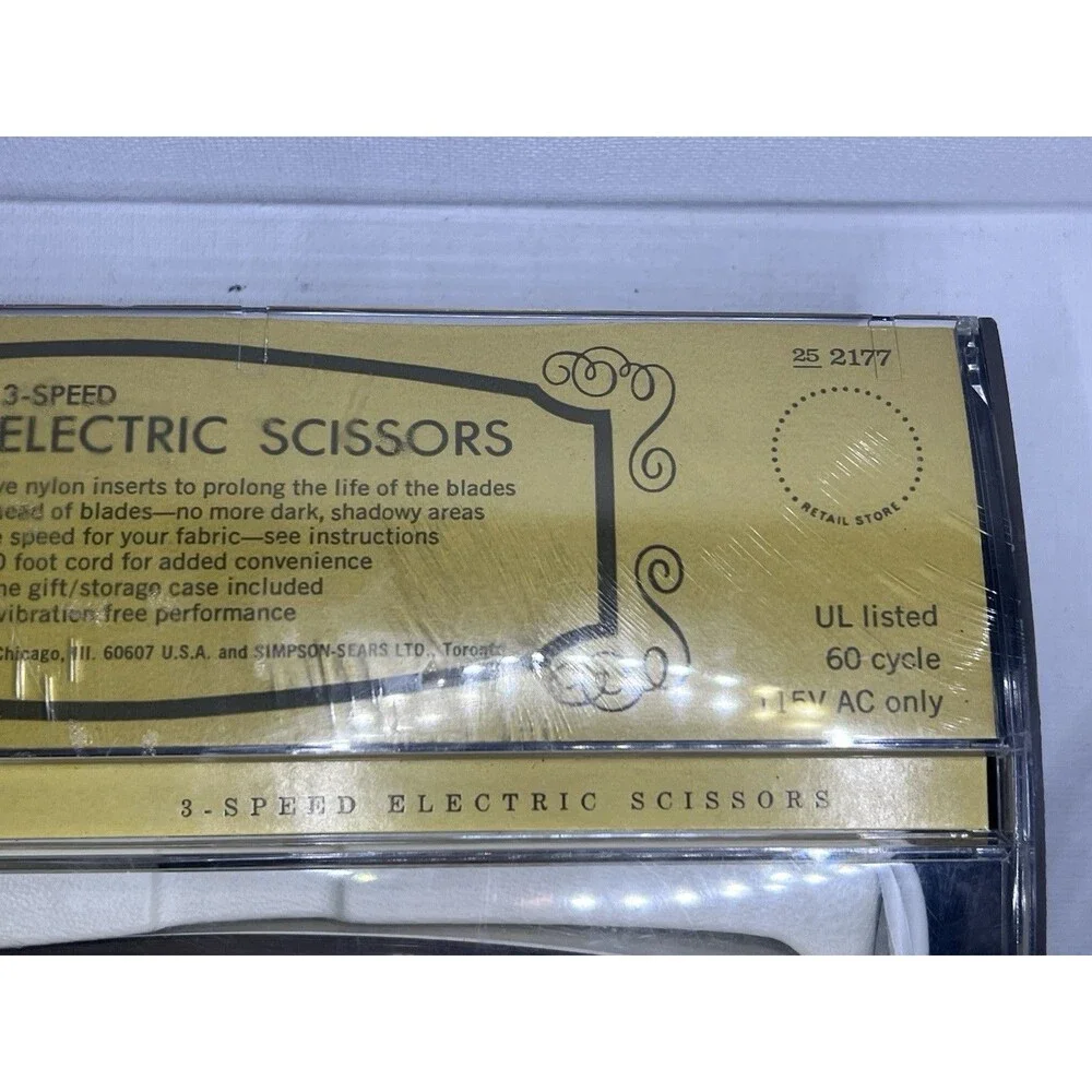 Vintage Sears Electric Scissors 3 Speed Fabric Cutter w Case Model 25-2177