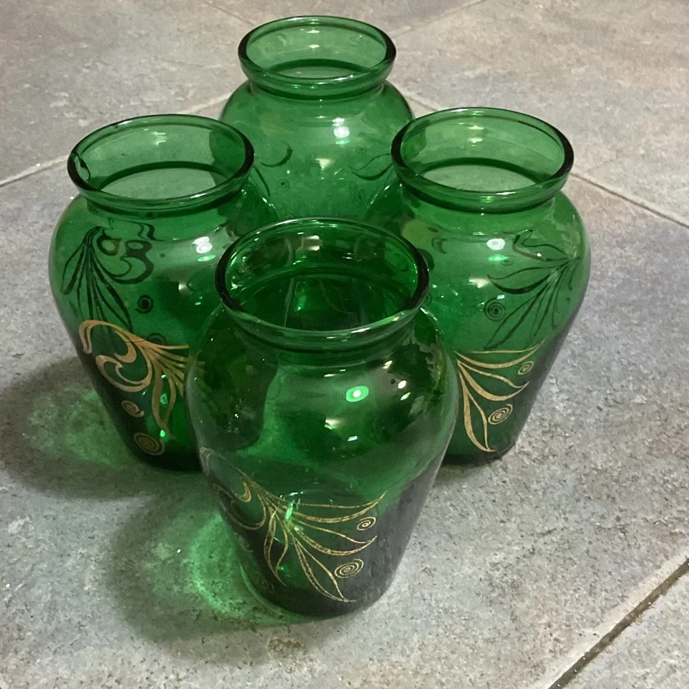Elegant Green Glass Vases Set Bud vases