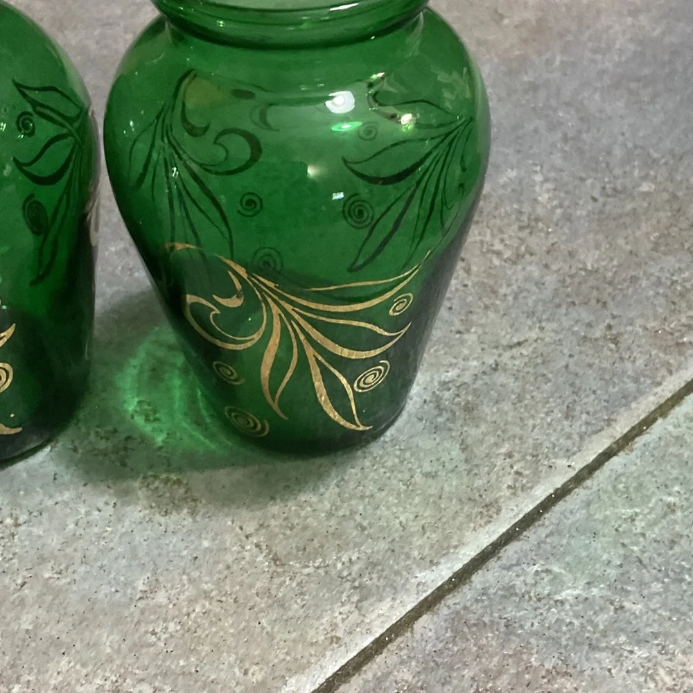 Elegant Green Glass Vases Set Bud vases