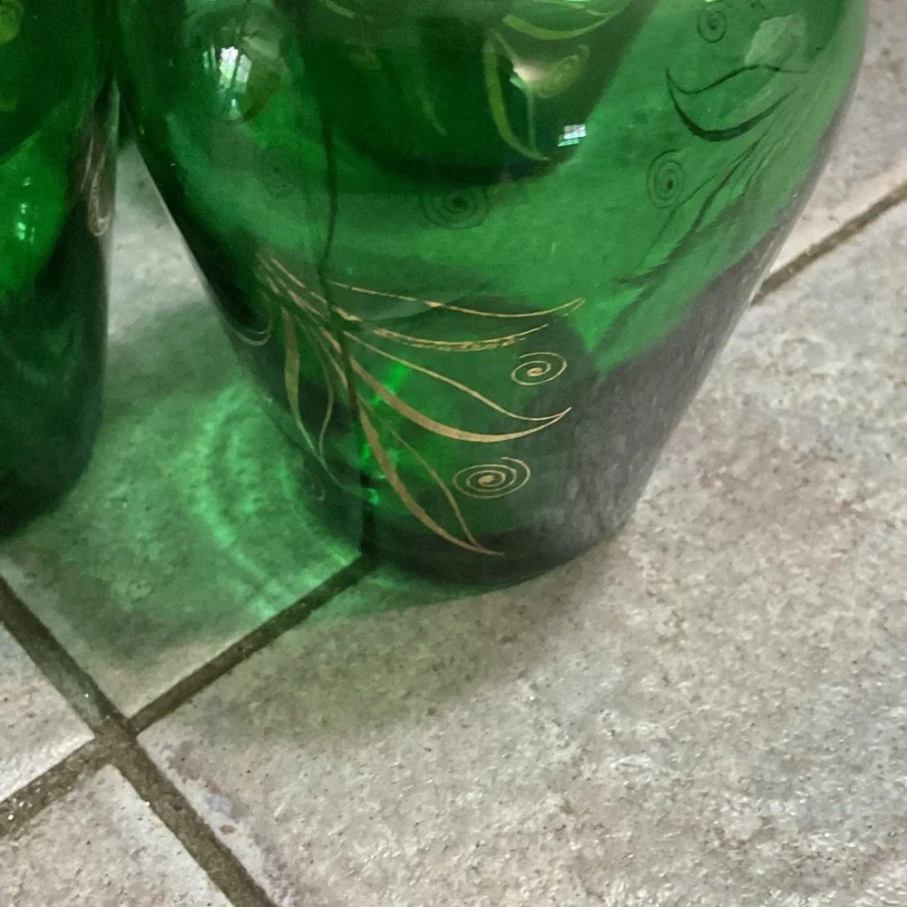 Elegant Green Glass Vases Set Bud vases