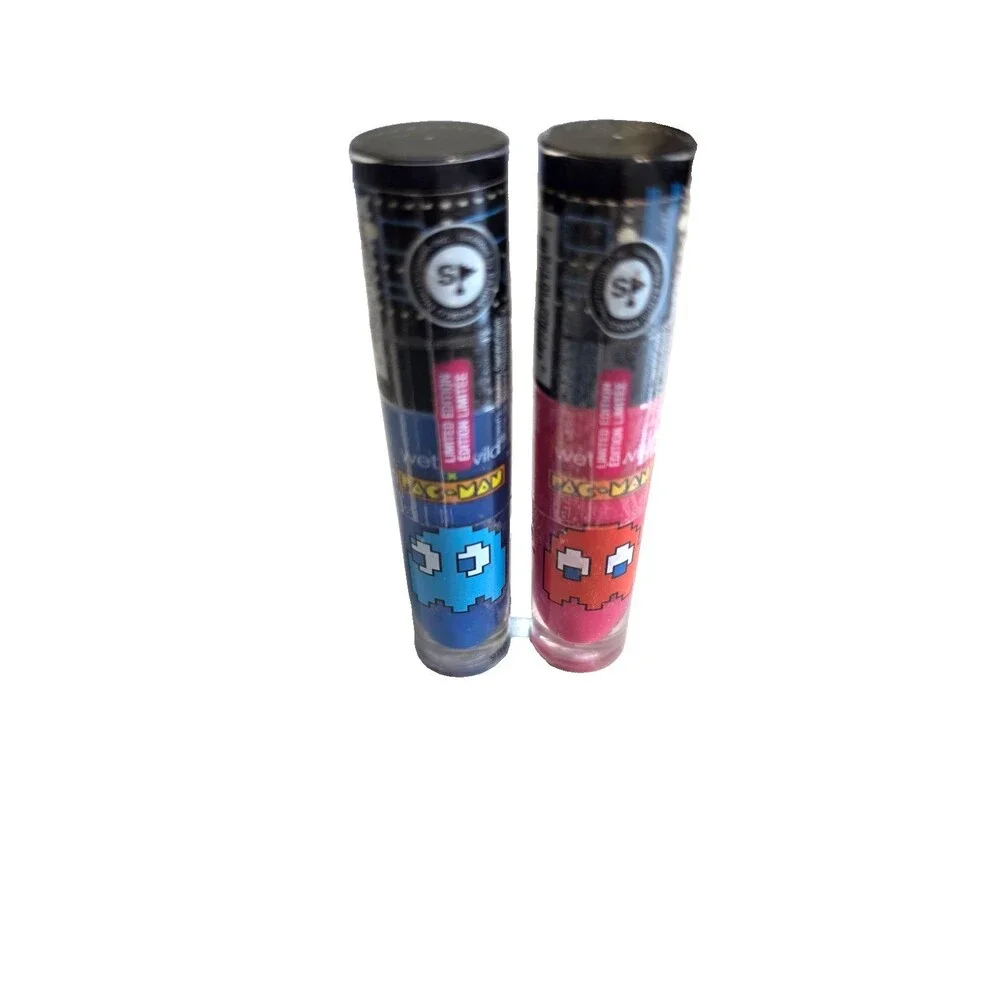Wet WIld Lot of 2 Pac-man Ghost Gloss Brilliant Lip Gloss Inky & Blinky Limited