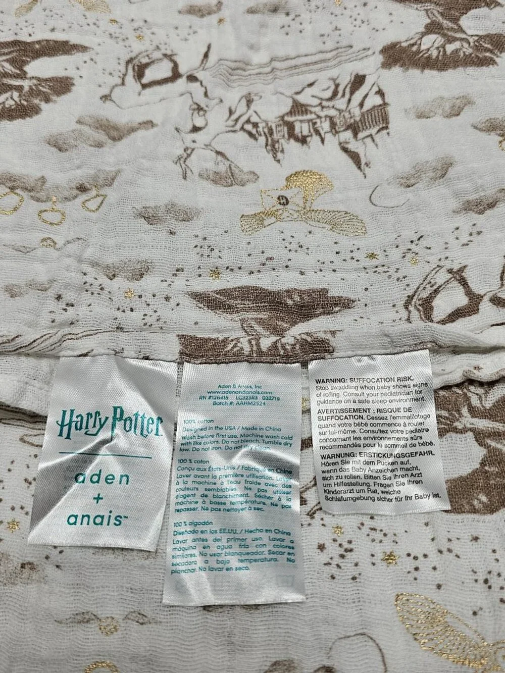 Harry Potter aden +anis Baby Swaddle Lovey Blanket Muslin Hogwarts Castle Hedwig