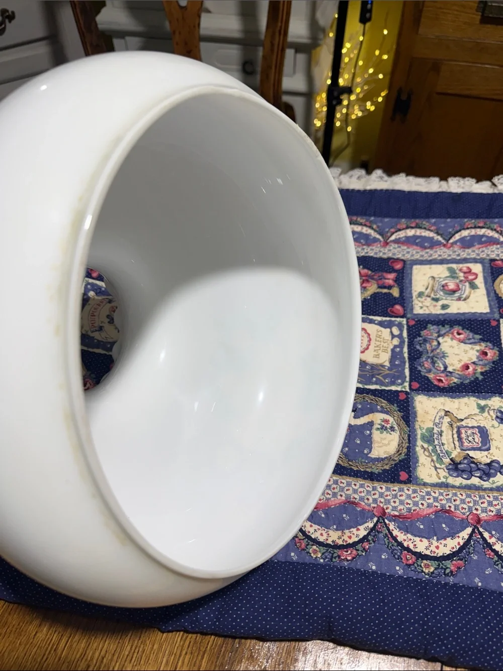 Vintage milk glass painted floral  hurricane lamp shade parlor 10” fitter