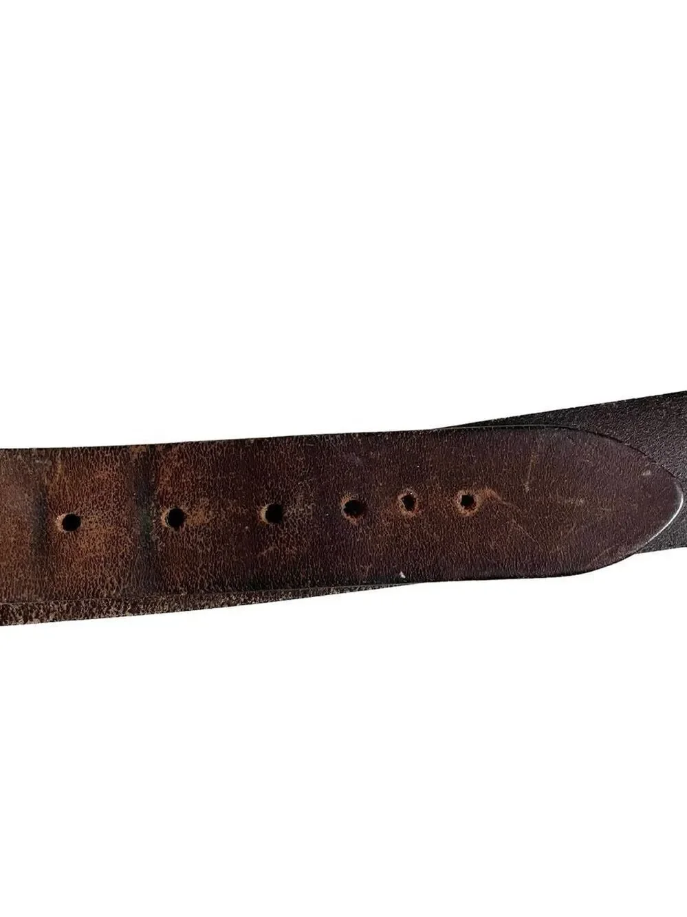 Vintage Brown Leather Belt Solid Brass Buckle L
