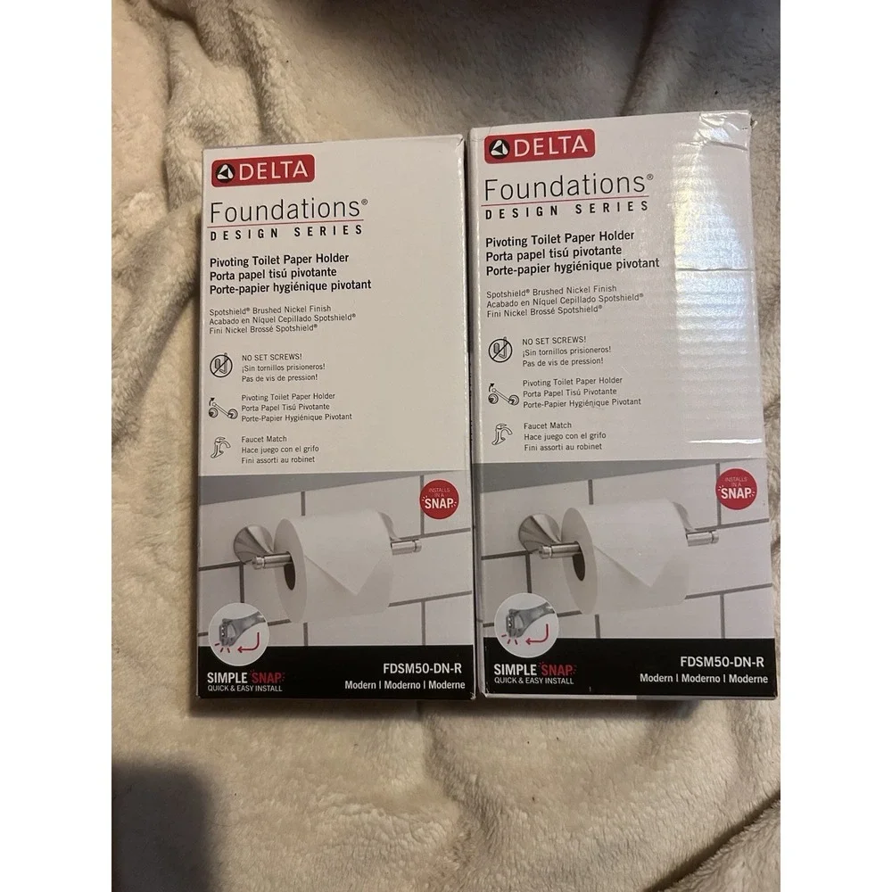 Lot Of Two Delta Foundations Fdms50-dn-r Toilet Paper Holder Brushed Nickel