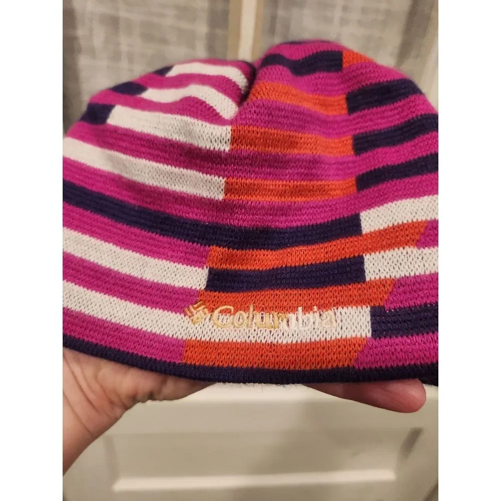 Columbia Pink Striped Beanie‎ Youth Size Small/Medium