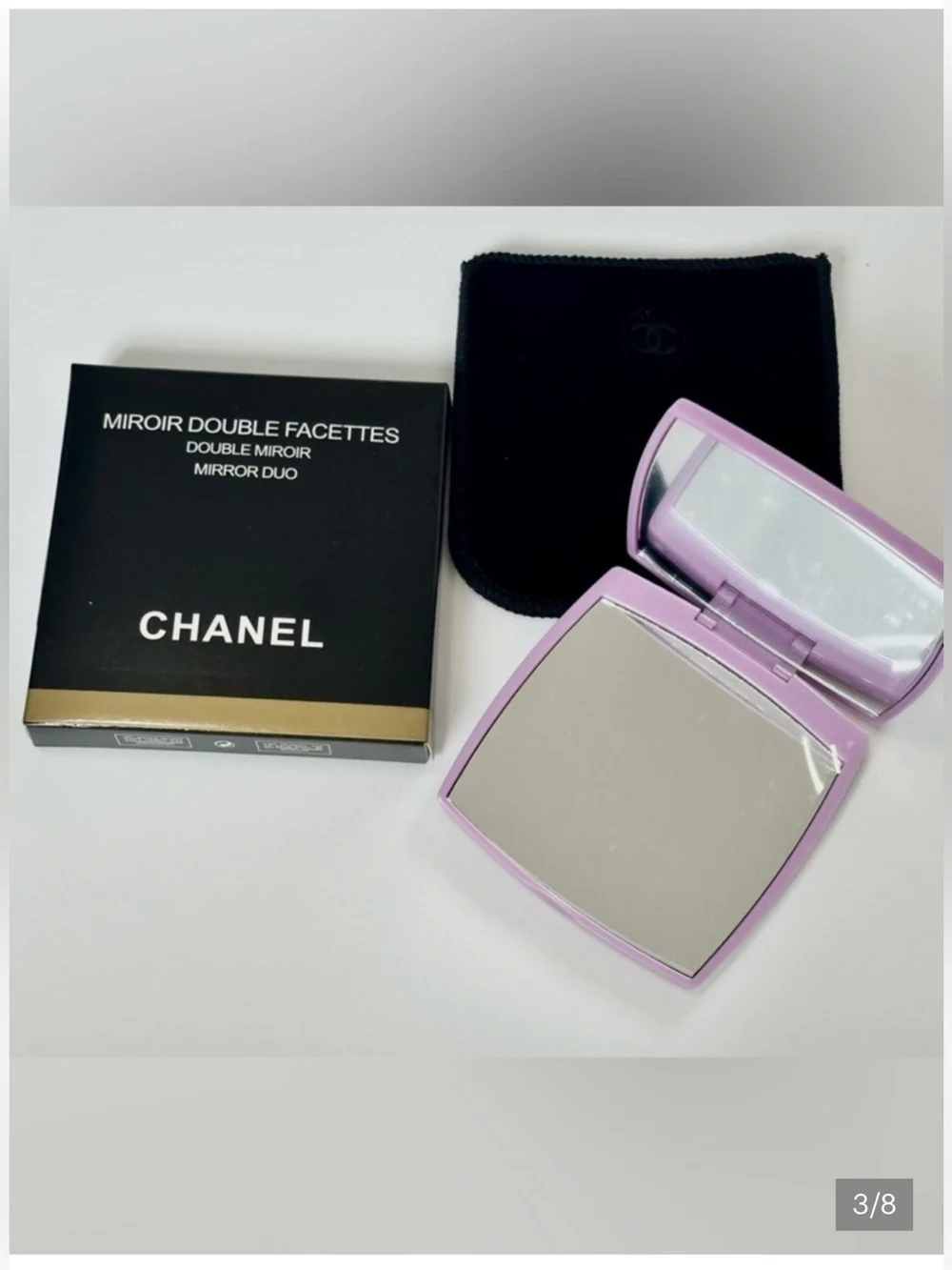 CHANEL Lilac/ Lavender Compact Mirror Duo with Iconic CC Logo NWB