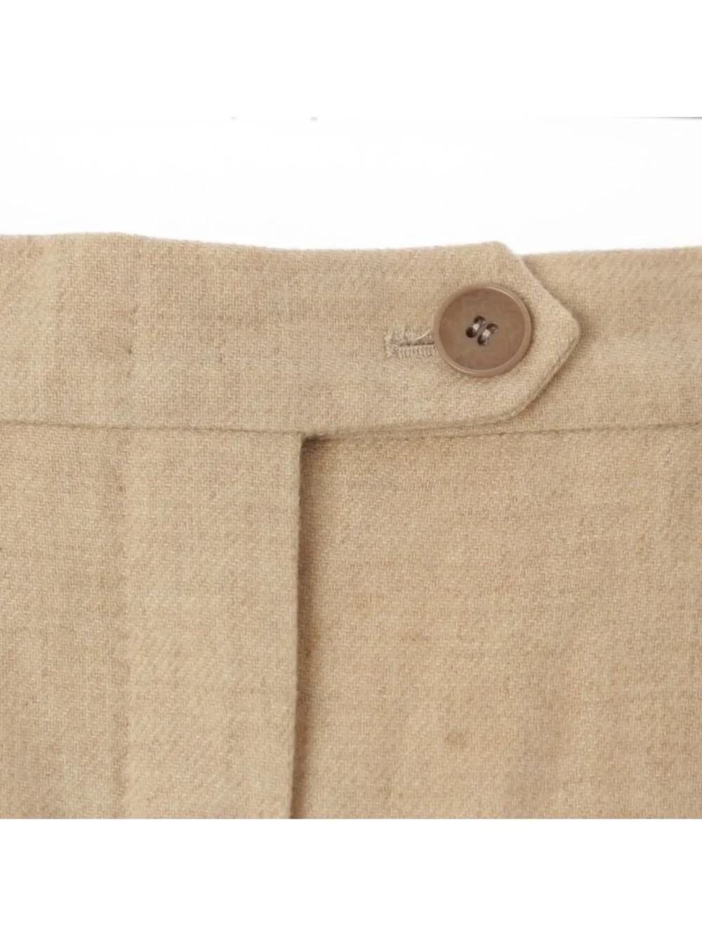 Hermes Gaultier Era Cashmere 2 Tuck Logo Line Wide Trousers Pants Beige