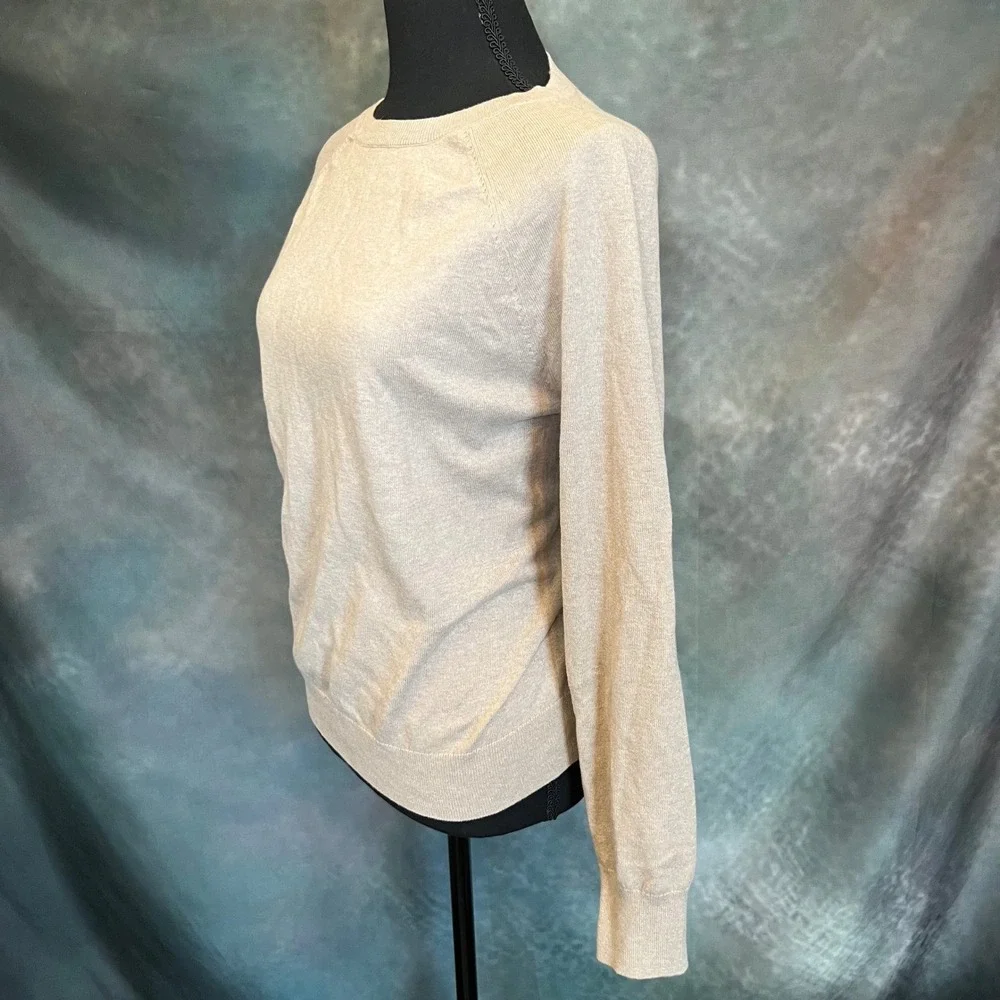 J. Crew The Cotton Cashmere Sweater Long‎ Sleeve Crew Neck Neutral Size Small