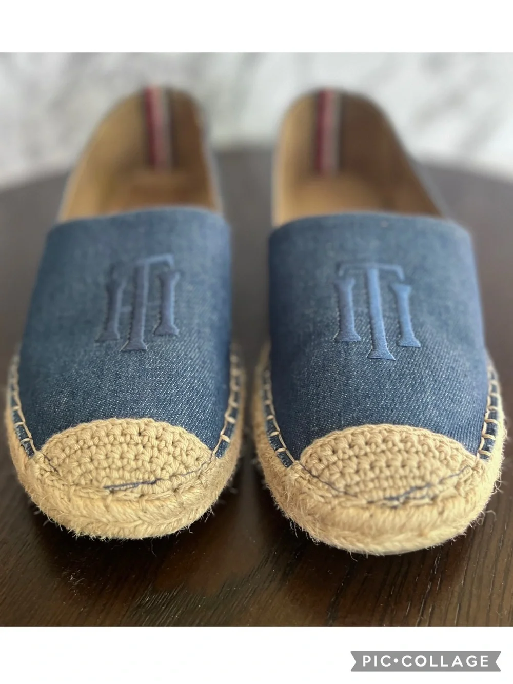 Tommy Hilfiger Blue Denim Canvas Espadrille Slip On Flat Shoes 9.5 Nautical