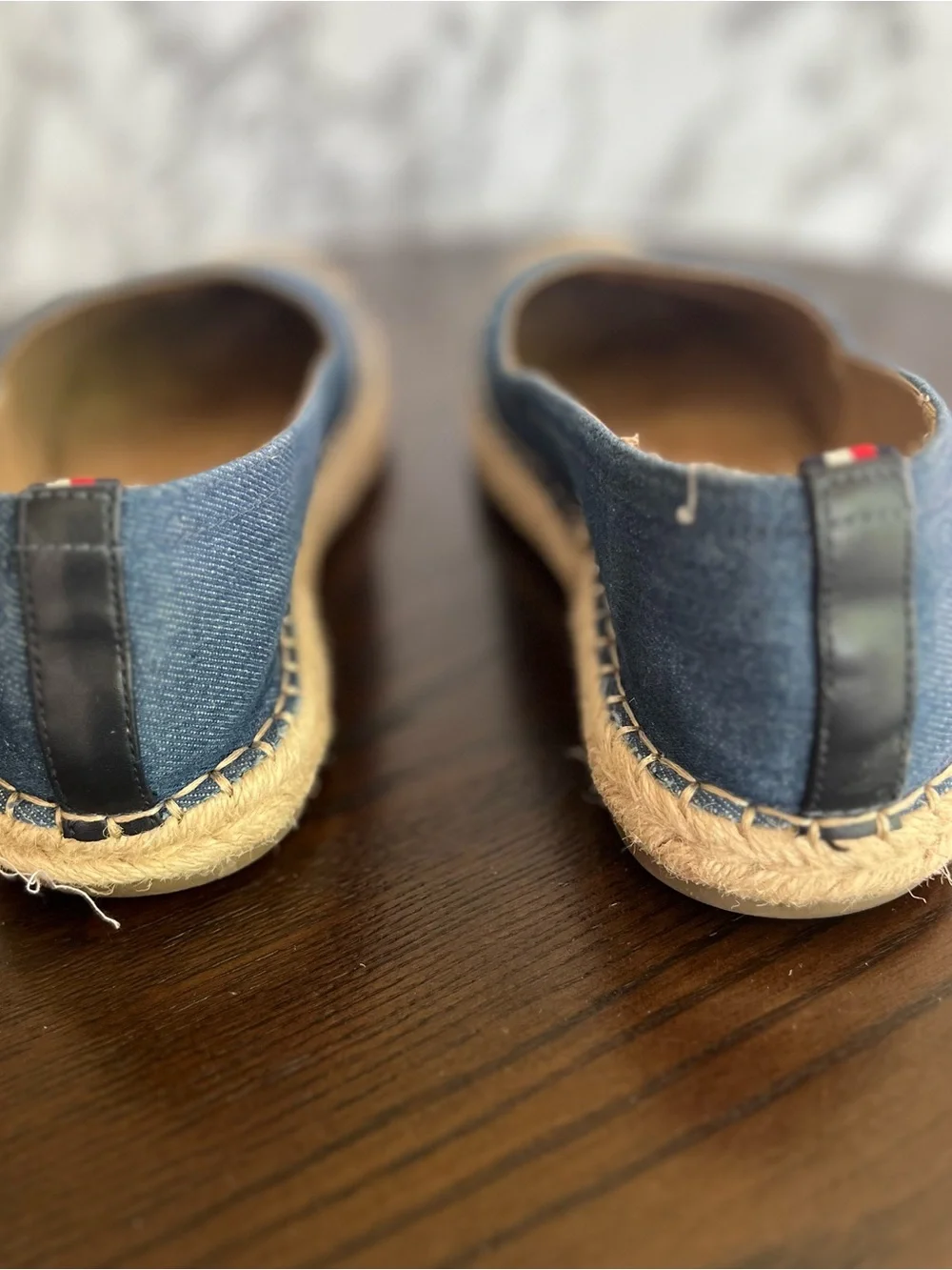 Tommy Hilfiger Blue Denim Canvas Espadrille Slip On Flat Shoes 9.5 Nautical