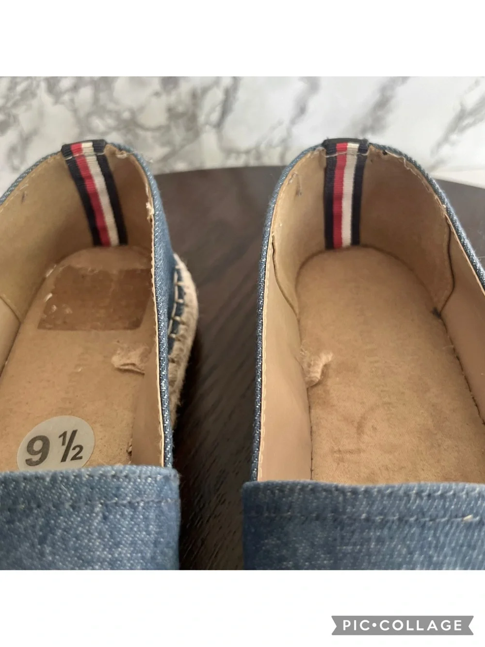 Tommy Hilfiger Blue Denim Canvas Espadrille Slip On Flat Shoes 9.5 Nautical