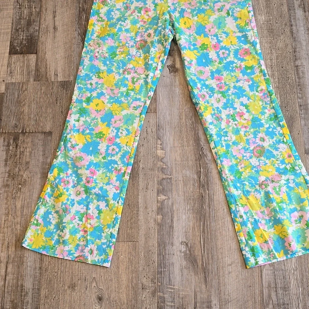 ZARA| Floral Printed‎ Linen Blend| Flare Trousers| Size 4​