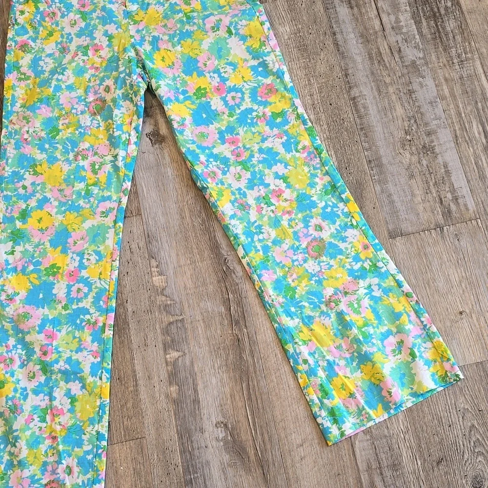 ZARA| Floral Printed‎ Linen Blend| Flare Trousers| Size 4​