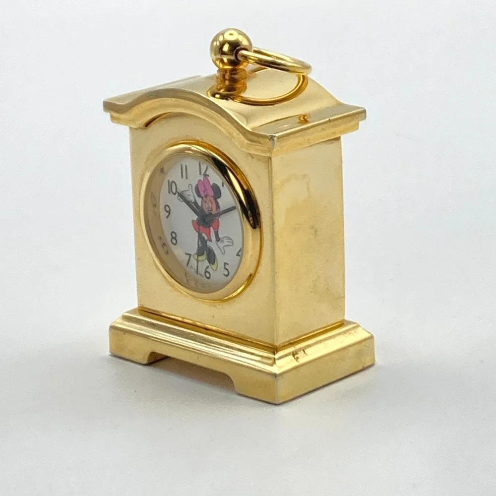 Disney Minnie Mouse Desk Clock Gold Tone 2