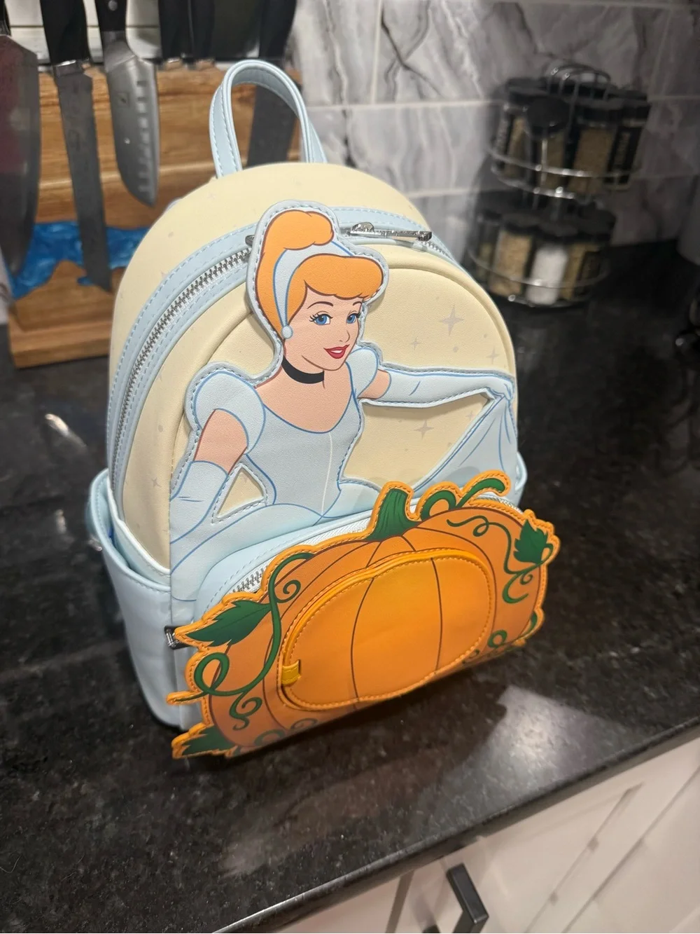 Loungefly Pastel Blue & Cream Mini Backpack with Disney Tag