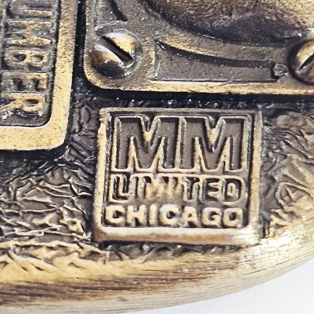 1983 MM Limited Chicago Shriners Belt Buckle Brass Masonic Scimitar Star Vintage