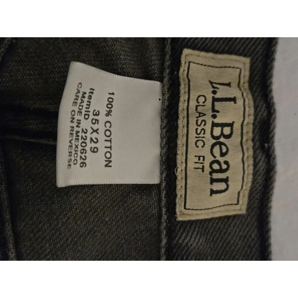 LL Bean Mens‎ 35x29 Denim Jeans Faded Black Classic Fit Straight Leg