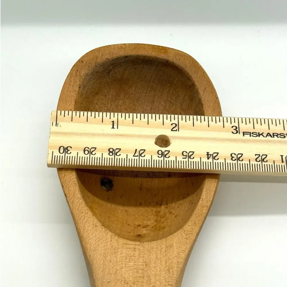 VTG Hand Carved Wooden Slotted Spoon 16” Long Handled Rustic Primitive Farmhouse