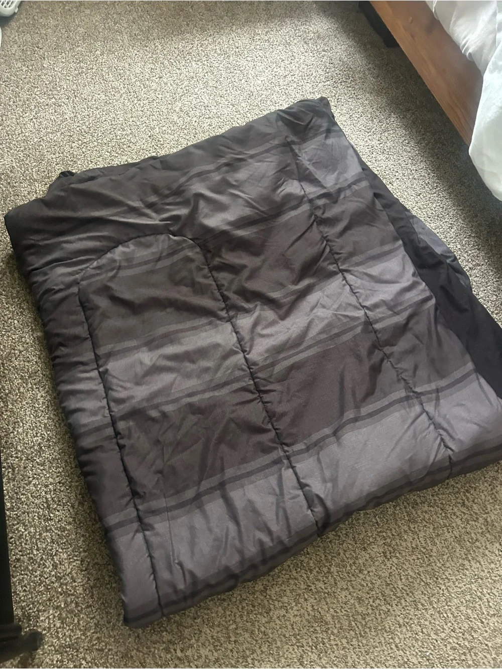 Black & Gray Striped Full-Size Comforter
