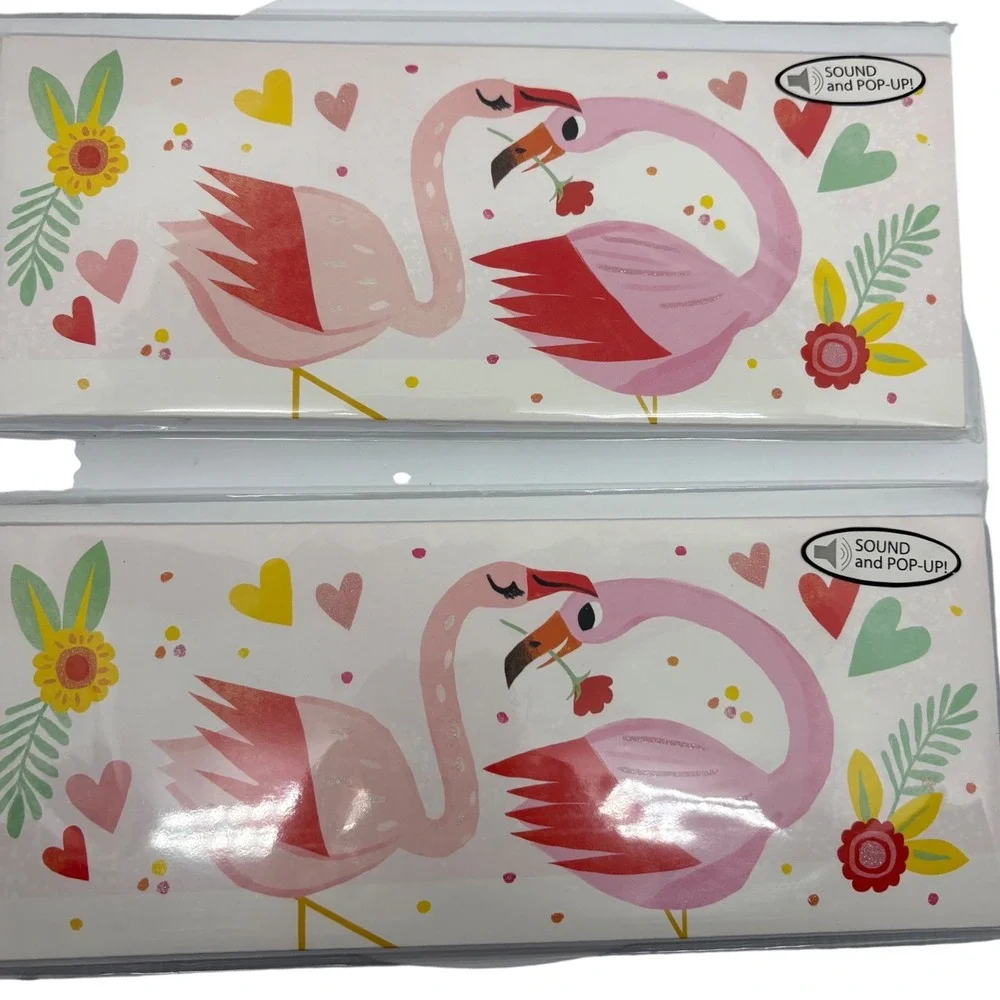 2‎ Valentines Day Cards Up With Paper Panoramics Pop Up Card Flamingos